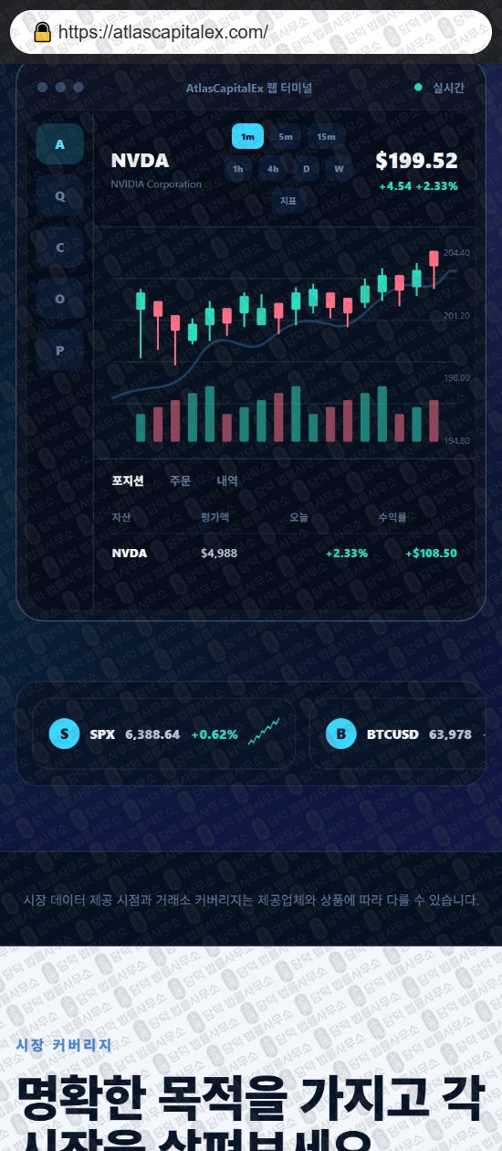 이 사진은 담덕법률사무소에서 캡쳐해둔 어플(Atlas Max) 웹사이트 캡쳐 사진이며 URL은 atlascapitalex.com 입니다.