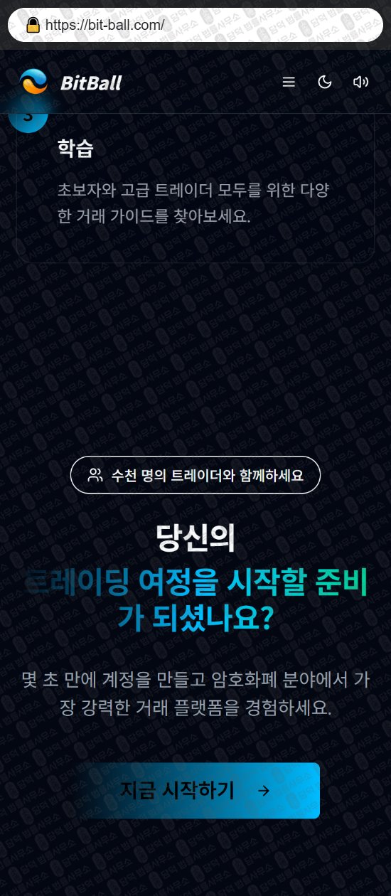 이 사진은 담덕법률사무소에서 캡쳐해둔 비트볼(BitBall) 웹사이트 캡쳐 사진이며 URL은 bit-ball.com 입니다.