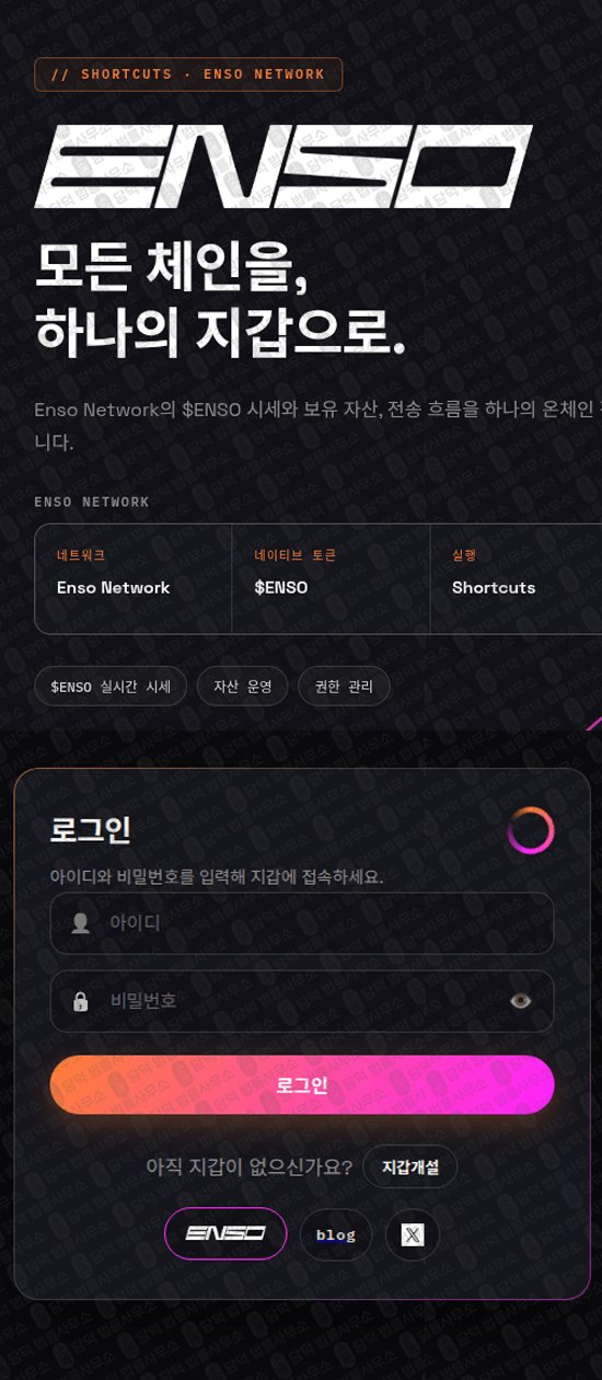 이 사진은 담덕법률사무소에서 캡쳐해둔 엔소(ENSO) 웹사이트 캡쳐 사진이며 URL은 enso-wallet.com 입니다.