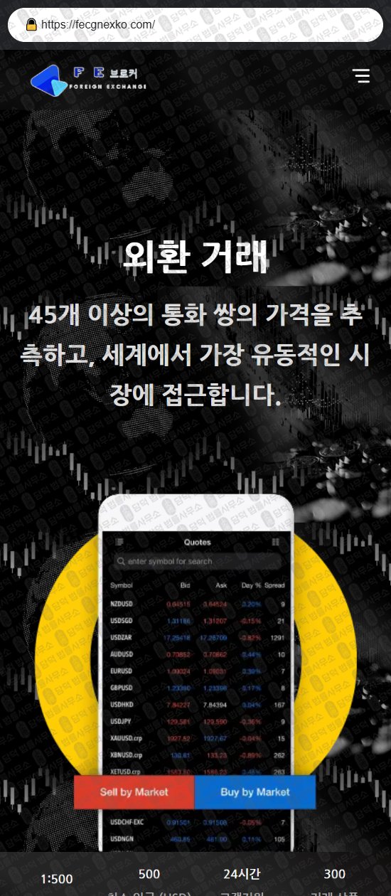 이 사진은 담덕법률사무소에서 캡쳐해둔 브로커(FE) 웹사이트 캡쳐 사진이며 URL은 fecgnexko.com 입니다.