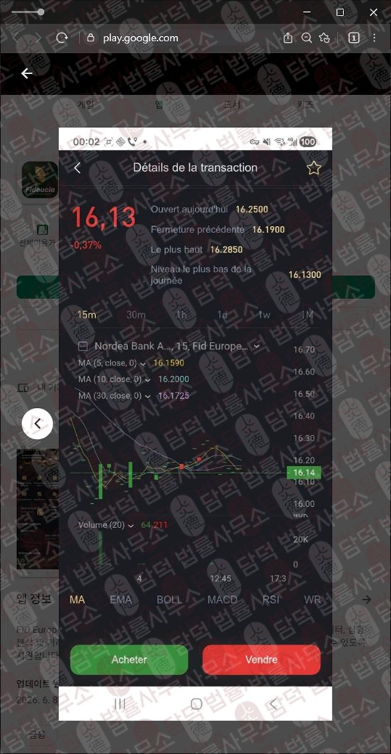 이 사진은 담덕법률사무소에서 캡쳐해둔 피데우시아(Fid Europeed) 웹사이트 캡쳐 사진이며 URL은 google.com 입니다.