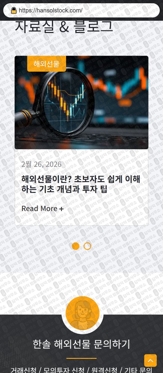 이 사진은 담덕법률사무소에서 캡쳐해둔 한솔(HANSOL) 웹사이트 캡쳐 사진이며 URL은 hansolstock.com 입니다.