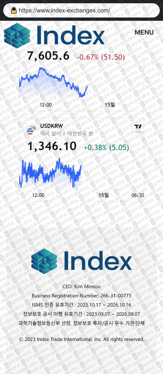 이 사진은 담덕법률사무소에서 캡쳐해둔 인덱스(INDEX EXCHANGE) 웹사이트 캡쳐 사진이며 URL은 index-exchanges1.com 입니다.