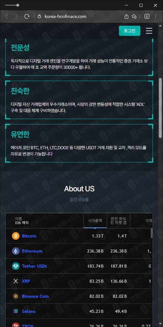 이 사진은 담덕법률사무소에서 캡쳐해둔 야후파이낸스 웹사이트 캡쳐 사진이며 URL은 korea-hoofinace.com 입니다.