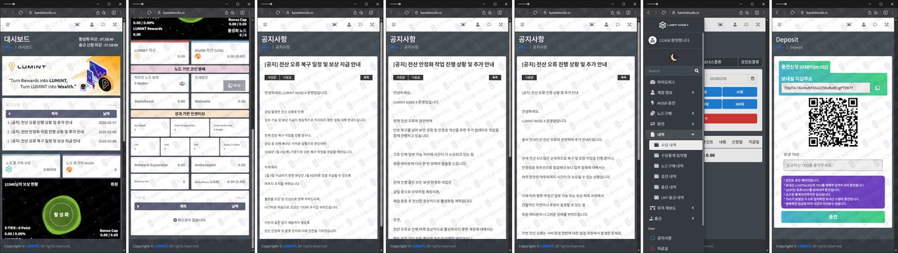이 사진은 담덕법률사무소에서 캡쳐해둔 루민트노드(LUMINT NODE) 웹사이트 캡쳐 사진이며 URL은 lumintnode.io 입니다.