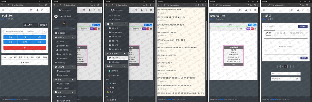 이 사진은 담덕법률사무소에서 캡쳐해둔 루민트노드(LUMINT NODE) 웹사이트 캡쳐 사진이며 URL은 lumintnode.io 입니다.