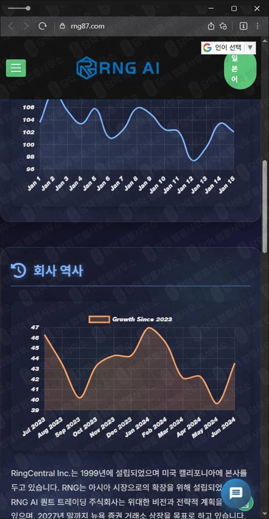 이 사진은 담덕법률사무소에서 캡쳐해둔 퀀트(RNG AI) 웹사이트 캡쳐 사진이며 URL은 rng87.com 입니다.
