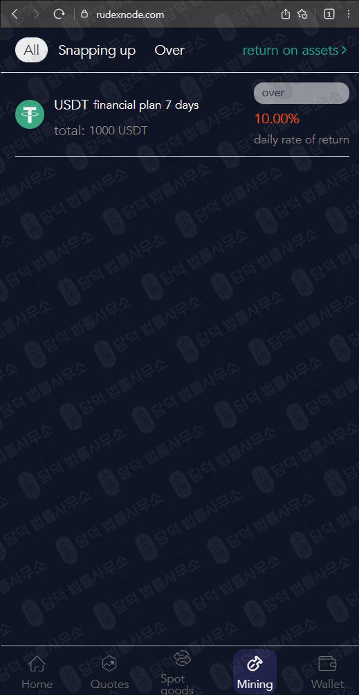 이 사진은 담덕법률사무소에서 캡쳐해둔 사칭(Node) 웹사이트 캡쳐 사진이며 URL은 rudexnode.com 입니다.