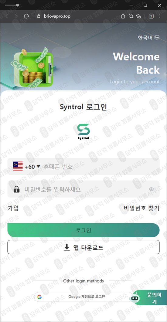 이 사진은 담덕법률사무소에서 캡쳐해둔 신트롤(Syntrol) 웹사이트 캡쳐 사진이며 URL은 google.com 입니다.