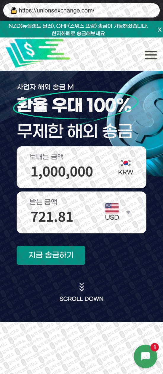 이 사진은 담덕법률사무소에서 캡쳐해둔 유니온(URL) 웹사이트 캡쳐 사진이며 URL은 unionsexchange.com 입니다.