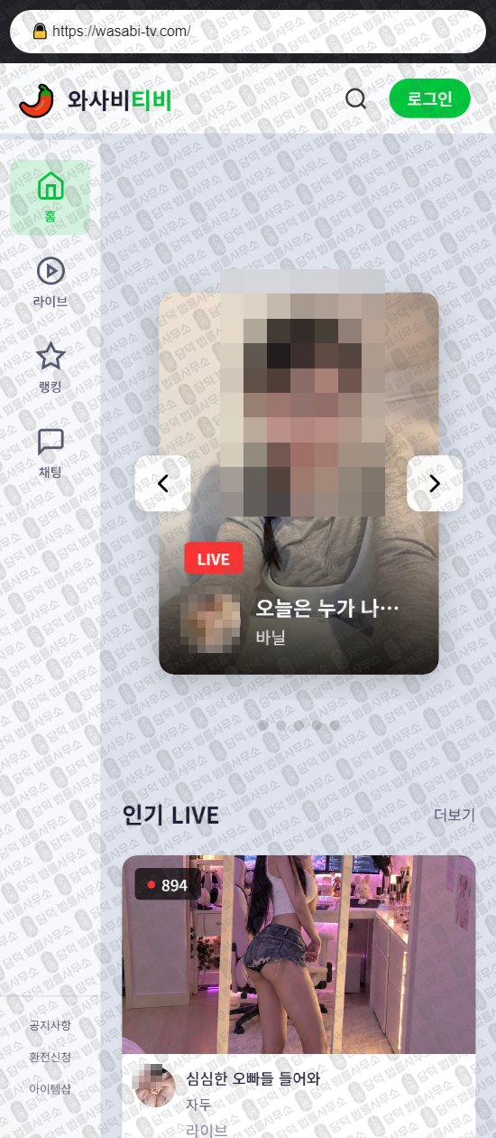 이 사진은 담덕법률사무소에서 캡쳐해둔 와사비티비(URL) 웹사이트 캡쳐 사진이며 URL은 wasabi-tv.com 입니다.